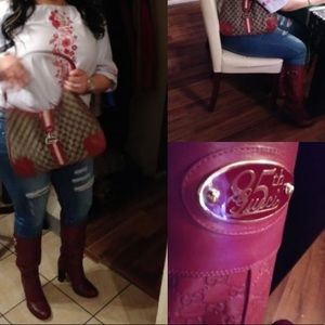 100% Authentic red Leather Gucci boots.